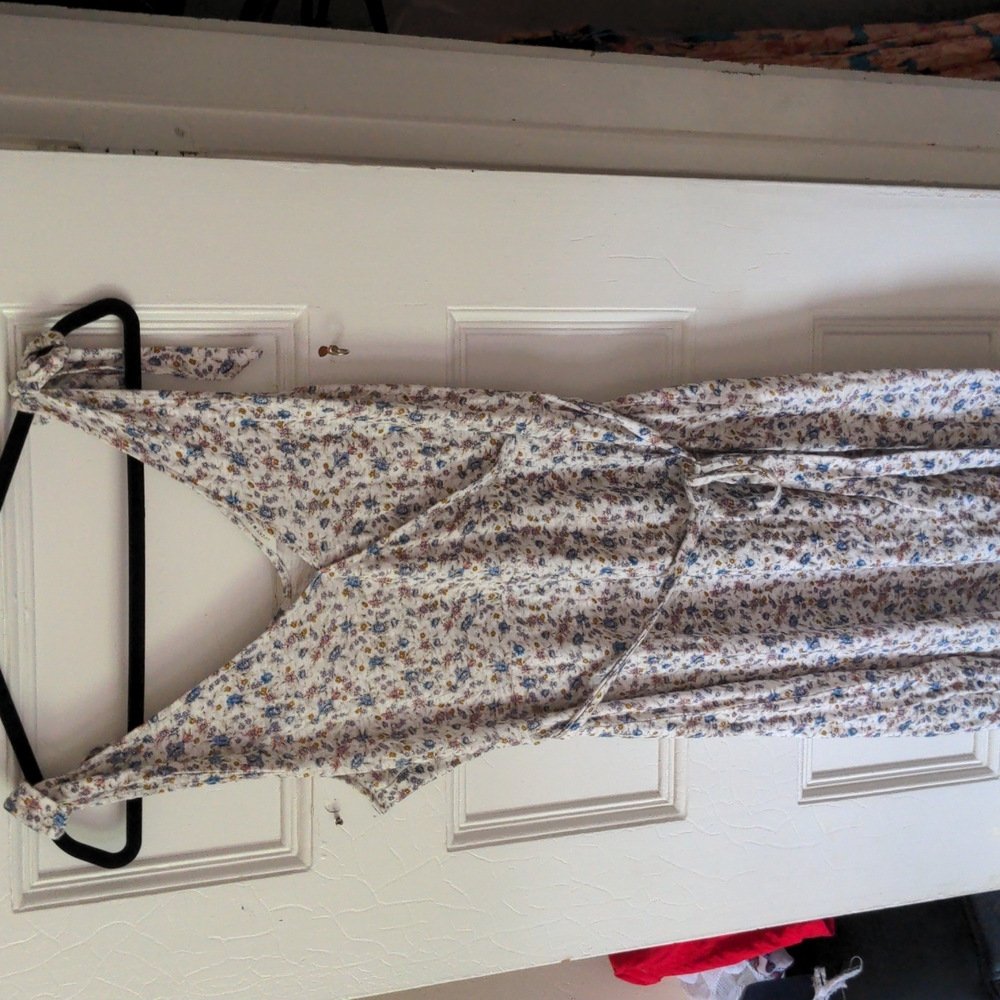 LAST CHANCE BF DONATION Boho Faux Wrap Floral Knit High Low Midi Dress